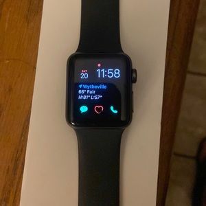 Series 3 Apple Watch 38mm like new. charger and extra and with box no scratches